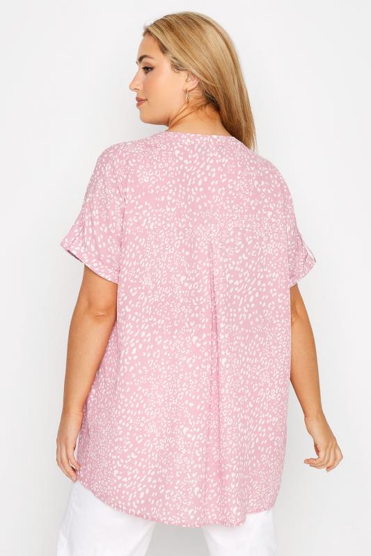 Curve Pink Leopard Print Grown On Sleeve Shirt 3