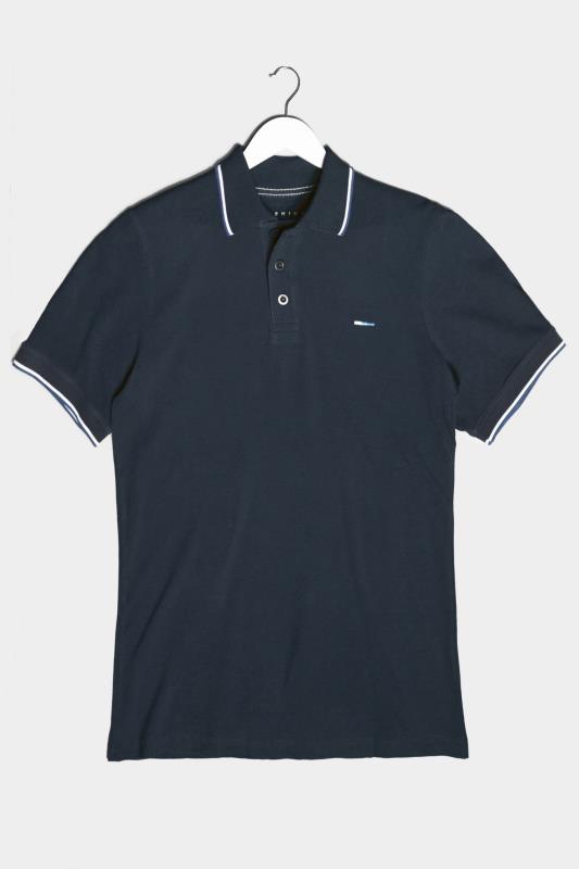 BadRhino Big & Tall Navy Blue Essential Tipped Polo Shirt 2