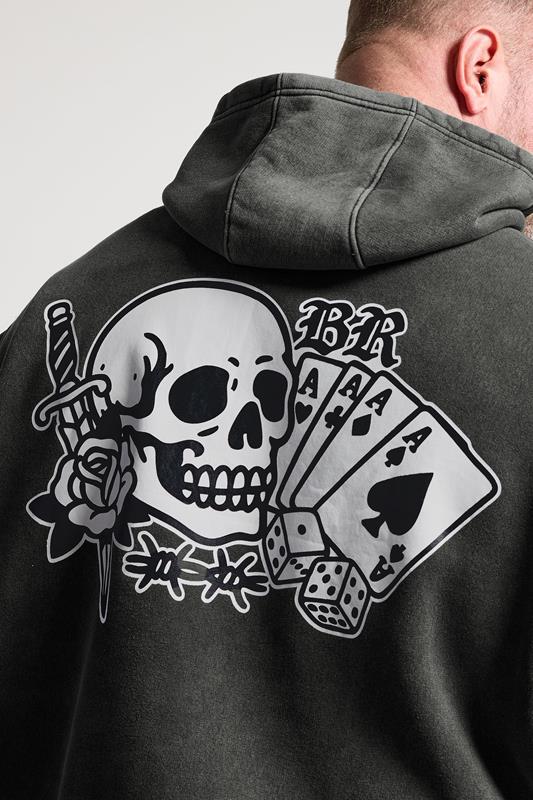 BadRhino Big & Tall Black Sun Bleached Tattoo Graphic Hoodie | BadRhino 5