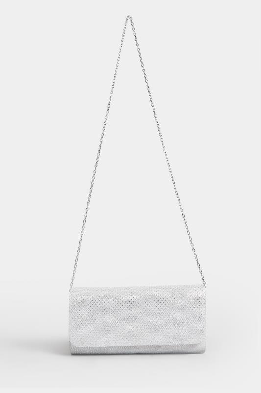 Plus Size  Silver Diamante Clutch Bag