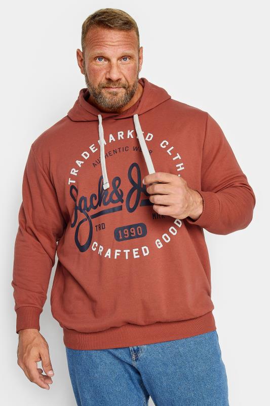 Men's  JACK & JONES Big & Tall Red Hooded Logo Print Sweatshirt