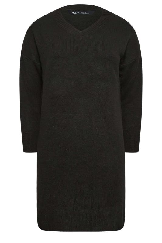 YOURS Plus Size Black V-Neck Knitted Jumper Dress | Yours Clothing 5