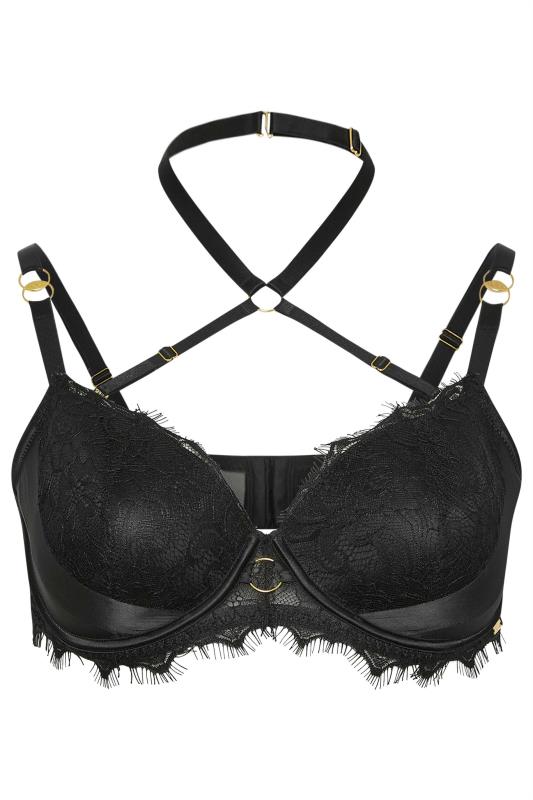 YOURS Black Boudoir Lace Choker Padded Bra | Yours Clothing 8