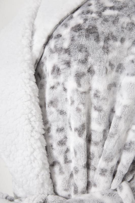 LTS Grey Animal Print Faux Fur Maxi Dressing Gown 5