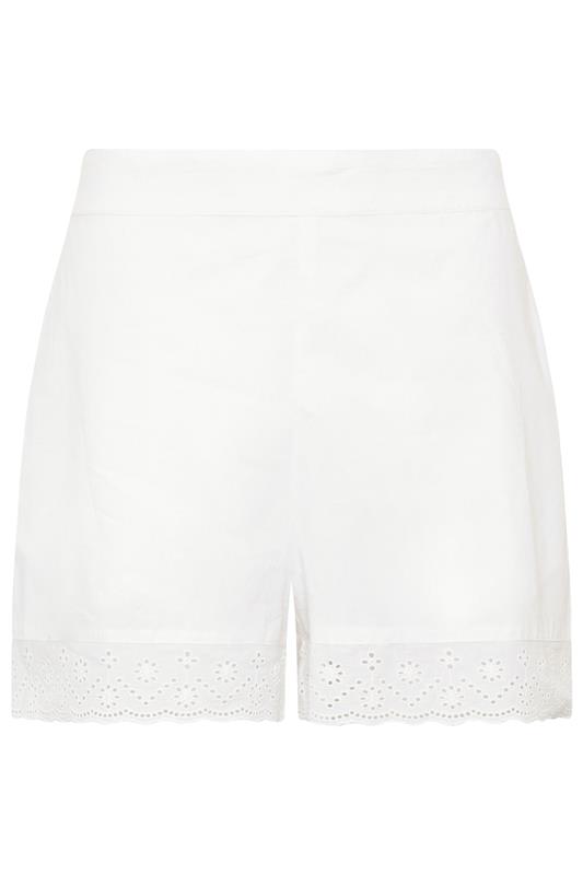 PixieGirl Petite Women's White Cotton Embroidered Trim Shorts | PixieGirl 6