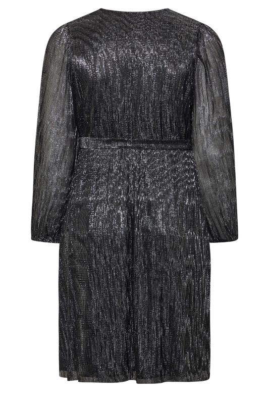 LIMITED COLLECTION Plus Size Black & Silver Crinkle Dress | Yours Clothing 7