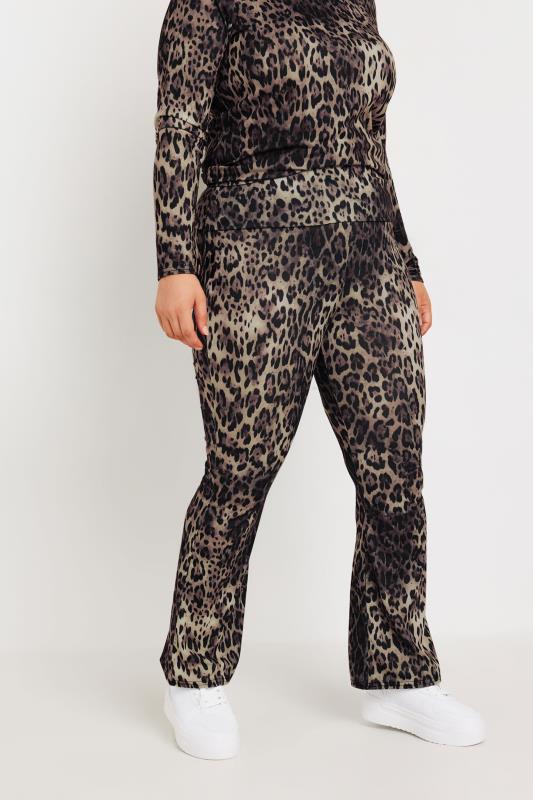  LIMITED COLLECTION Curve Brown Leopard Print Fold Over Waist Leggings