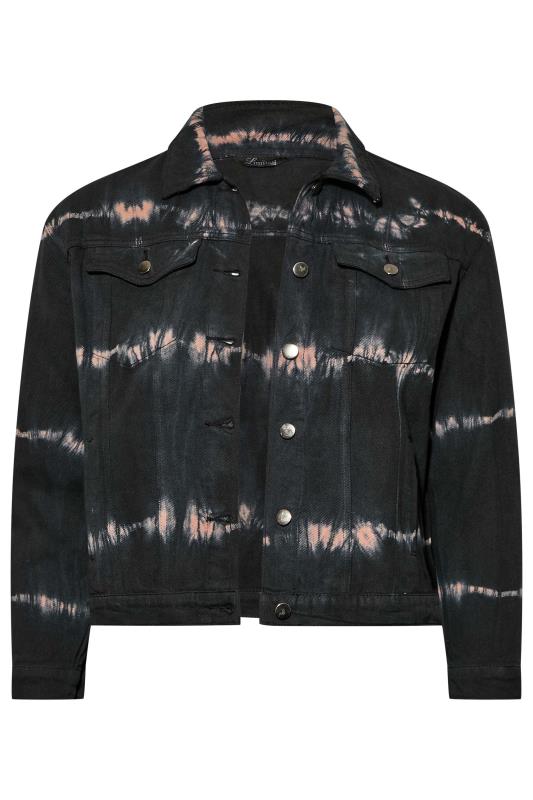 LIMITED COLLECTION Plus Size Black Tie Dye Denim Jacket | Yours Clothing 6