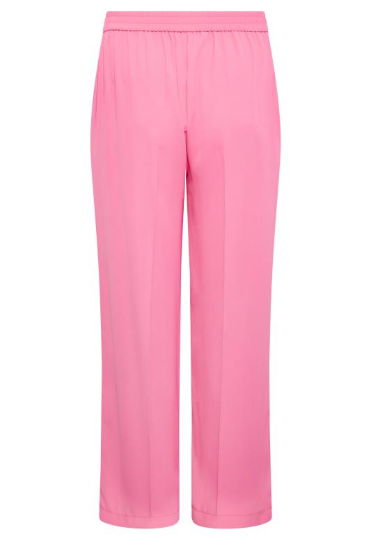 YOURS Plus Size Pink Elasticated Waist Pull-On Wide Leg Trousers | Yours Clothing 6