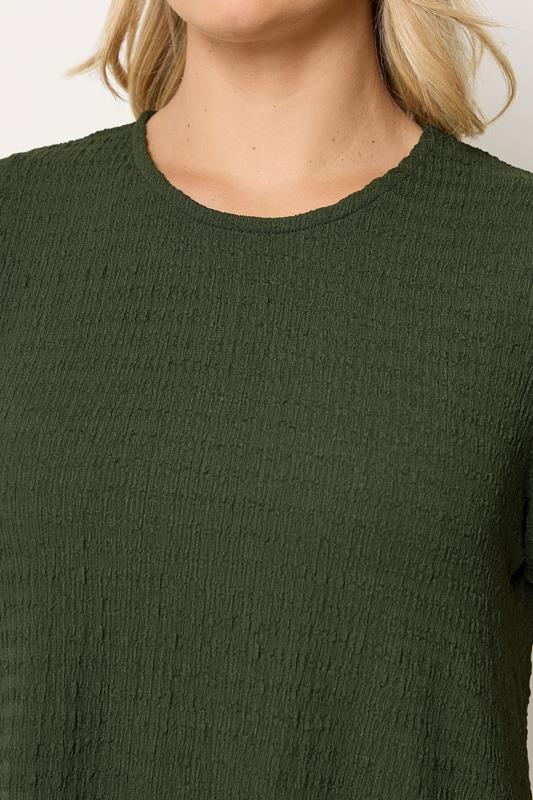 YOURS Plus Size Khaki Green Textured Swing Top | Yours Clothing 4