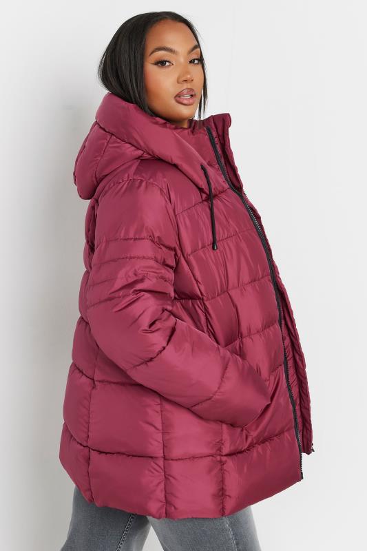 YOURS Plus Size Berry Red Sporty Puffer Coat | Yours Clothing 4