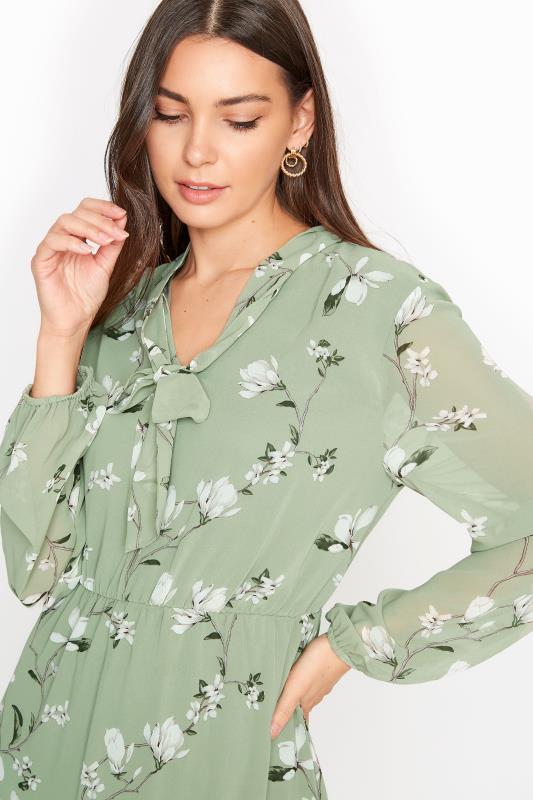 LTS Sage Green Floral Tiered Smock Midi 
