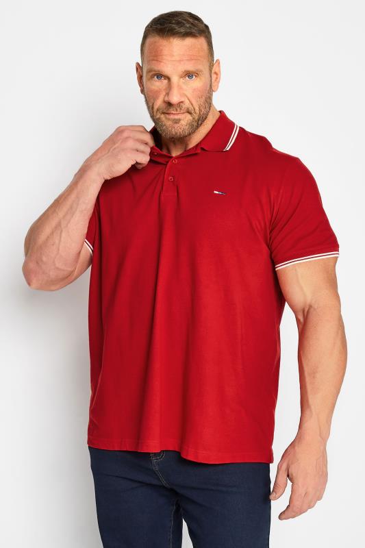 BadRhino Red Essential Tipped Polo Shirt | BadRhino 1
