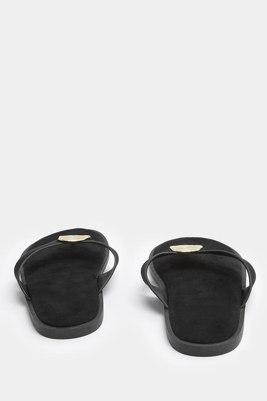 Black Hammered Disk Sandals In Extra Wide EEE Fit | Yours Clothing 4