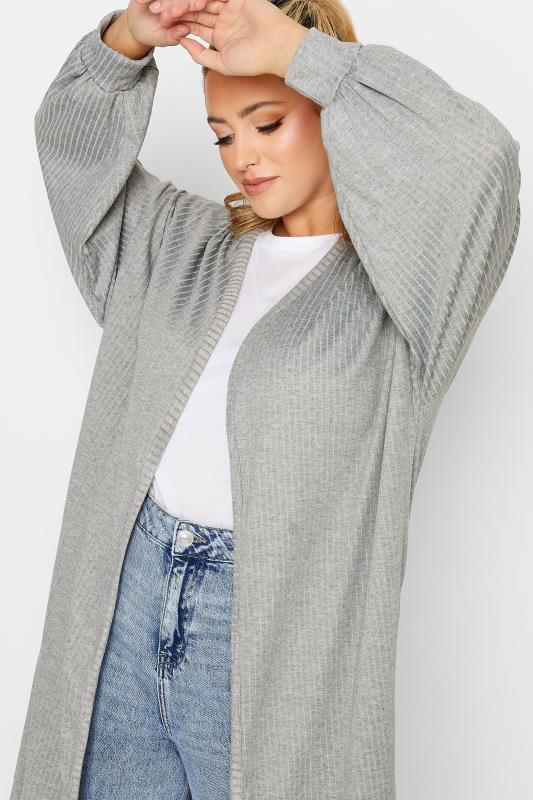 Plus Size LIMITED COLLECTION Grey Ribbed Maxi Cardigan | Yours Clothing 4