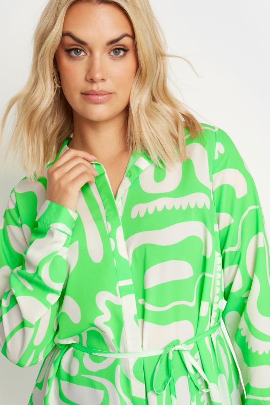 YOURS Plus Size Green Abstract Print Longline Shirt | Yours Clothing 4