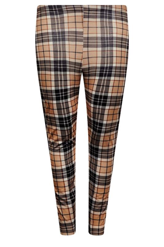 Plus Size Brown Check Print Leggings | Yours Clothing 5
