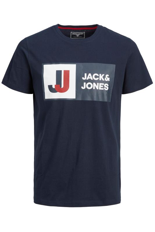 JACK & JONES Big & Tall Navy Blue Logo T-Shirt 2