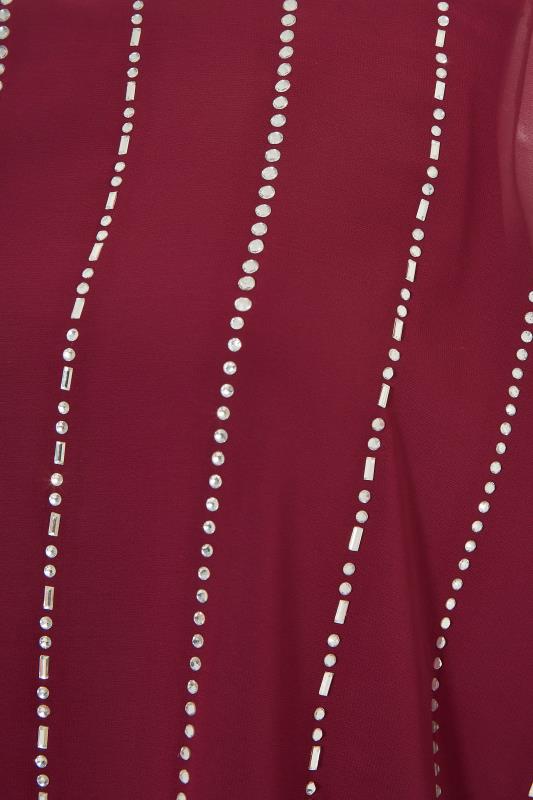 YOURS LONDON Burgundy Diamante Embellished Cape Top_S.jpg