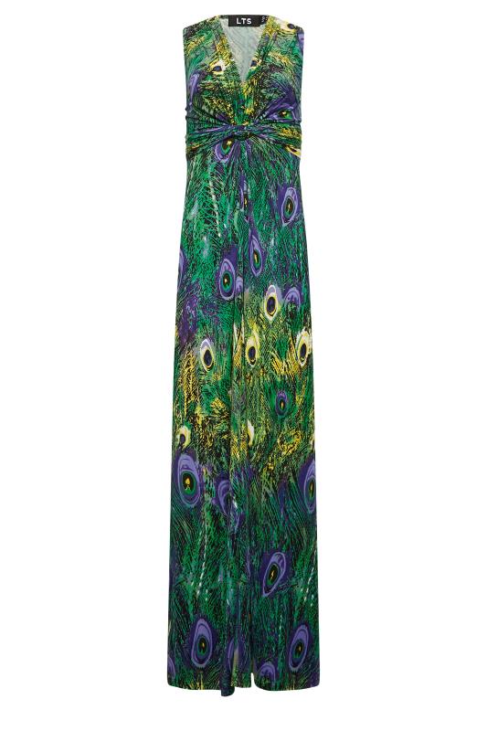 LTS Tall Women's Green Peacock Print V-Neck Knot Front Maxi Dress | Long Tall Sally 6