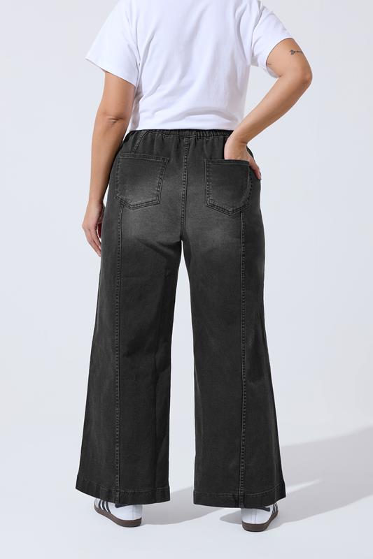 LIMITED COLLECTION Plus Size Washed Black Seam Detail Jeans | Yours Clothing 2