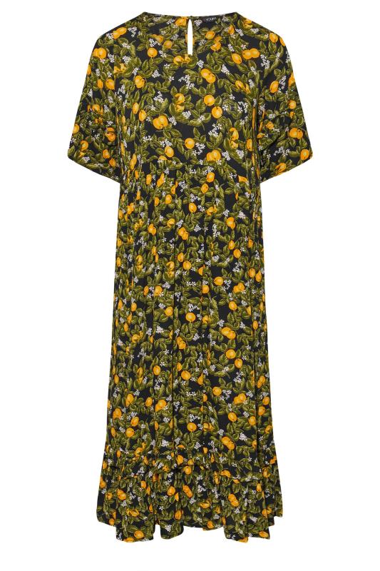 Plus Size Black Orange Print Maxi Dress | Yours Clothing 6