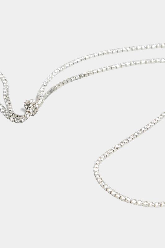 Silver Diamante Chain Knot Necklace 3