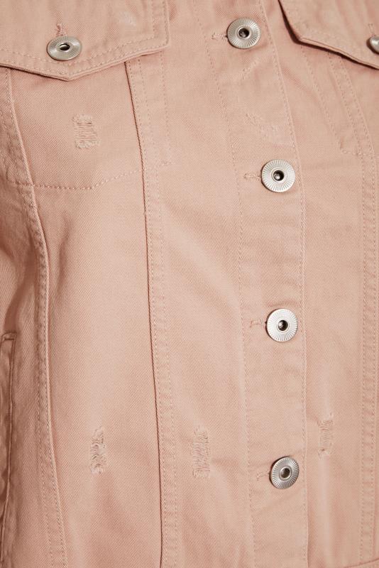 Curve Pink Distressed Denim Jacket 5