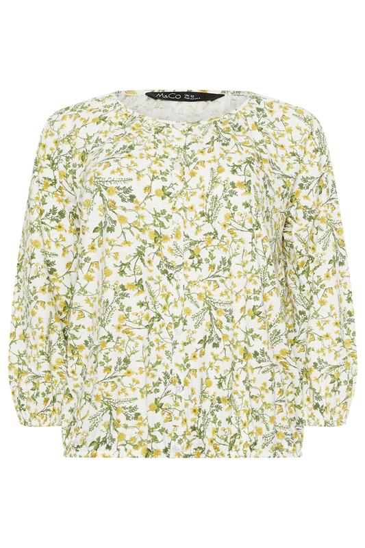 M&Co White & Yellow Floral Button Down Cotton Blouse | M&Co 5