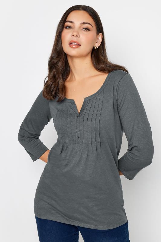 Tall  LTS Tall Charcoal Grey Henley Top