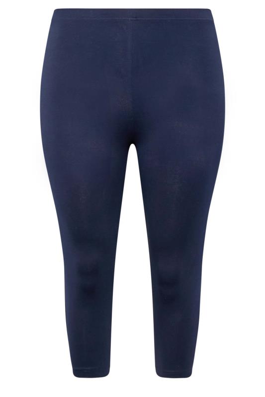 YOURS Curve Plus Size Navy Blue Cropped Leggings | Yours Clothing  4