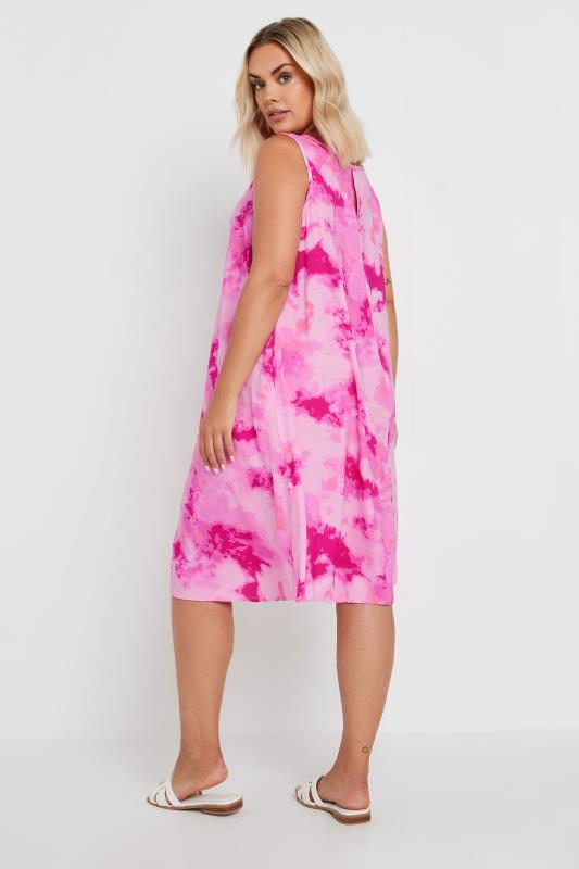 YOURS Plus Size Pink Abstract Print Pocket Swing Dress | Yours Clothing 3