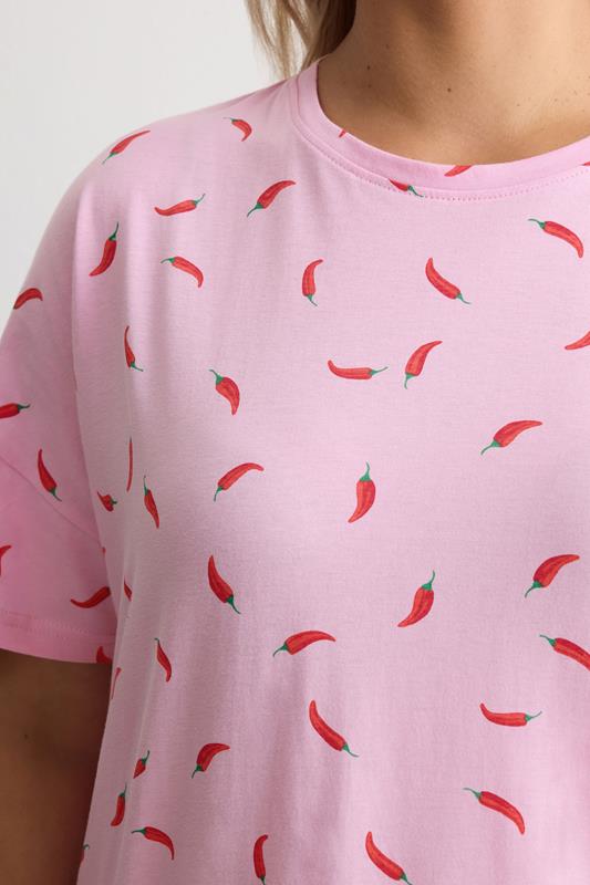 YOURS Plus Size Pink Chili Sleep Tee Nightdress | Yours Clothing 4