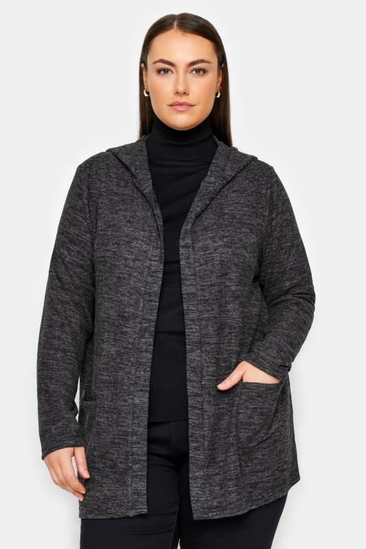  Grande Taille Evans Charcoal Grey Soft Touch Hooded Cardigan