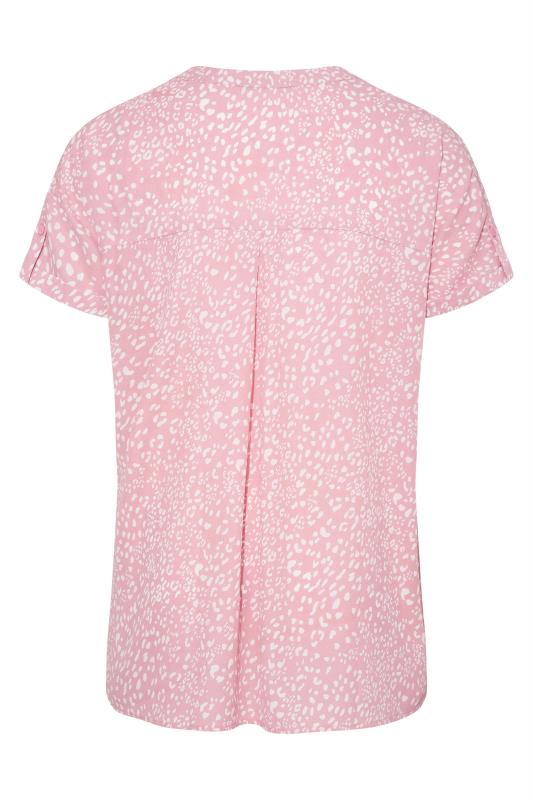 Curve Pink Leopard Print Grown On Sleeve Shirt 7