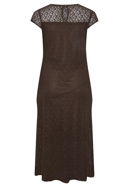 YOURS LONDON Plus Size Chocolate Brown Lace Maxi Dress | Yours Clothing 2