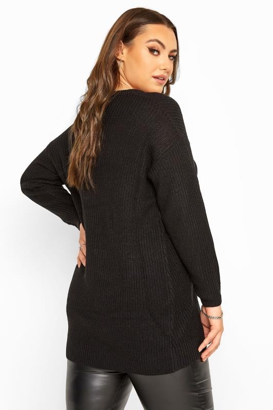 Black Chunky Knitted Jumper | Yours Clothing