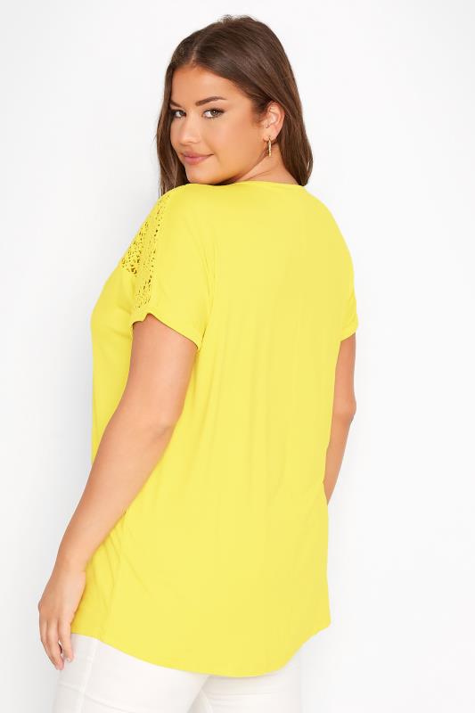 Curve Yellow Lace Detail T-Shirt 3