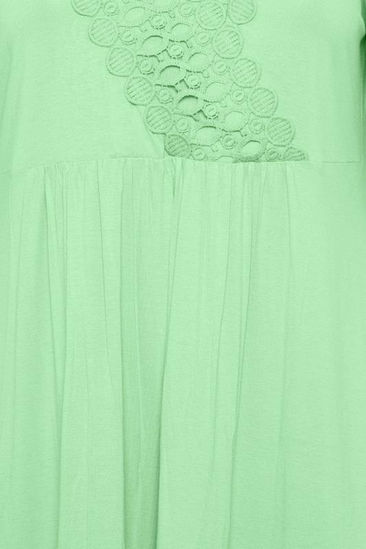 YOURS Plus Size Curve Green Crochet Detail Peplum Tunic Top | Yours Clothing  5