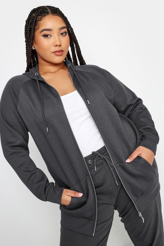YOURS Plus Size Charcoal Grey Zip Through Hoodie | Yours Clothing 1