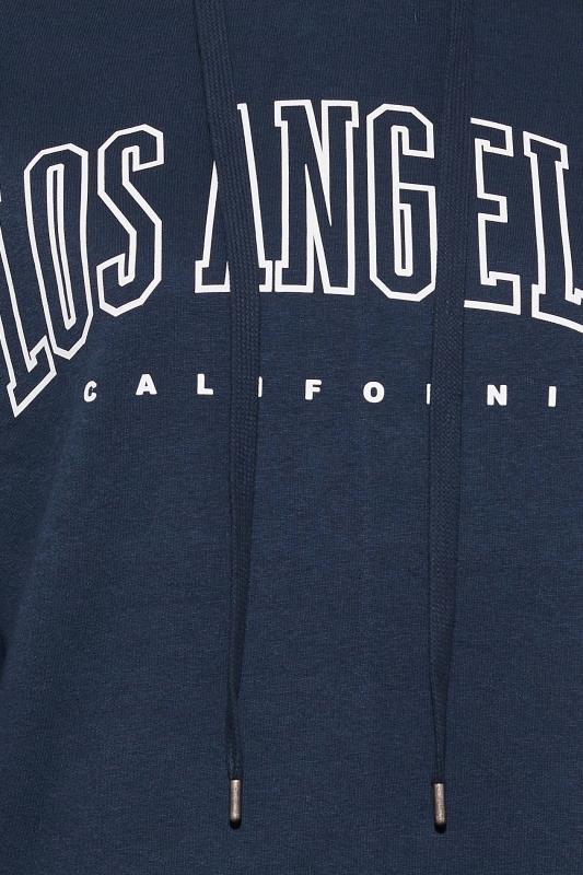 Plus Size Navy Blue 'Los Angeles' Slogan Hoodie | Yours Clothing 5