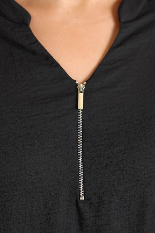 EVANS Plus Size Black Zip Front Blouse | Evans 4