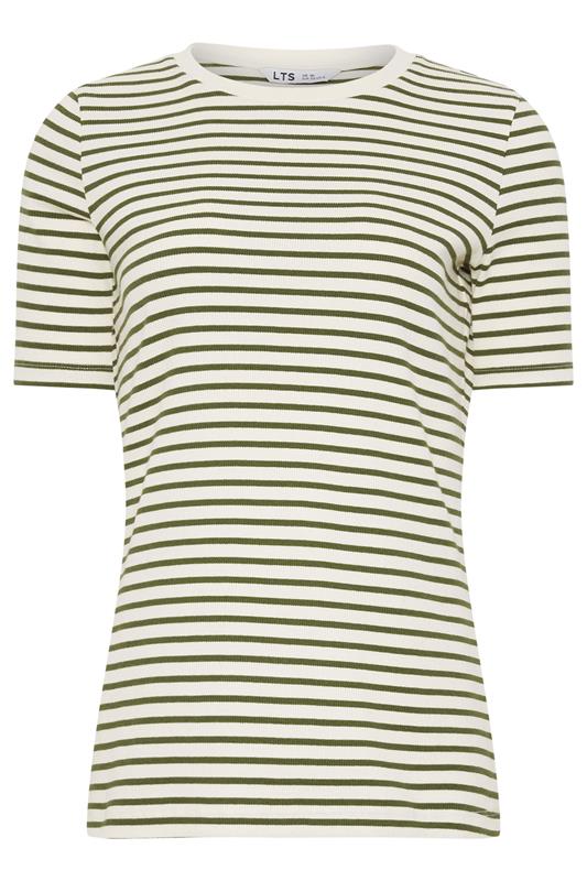 LTS Tall Women's Olive Green Stripe Ribbed T-Shirt | Long Tall Sally 6