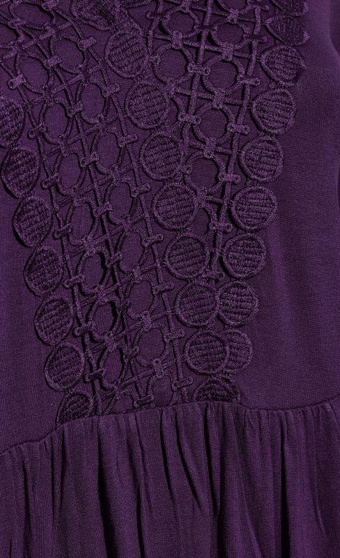 Plus Size Purple Crochet Trim Long Sleeve Tunic Top | Yours Clothing 5