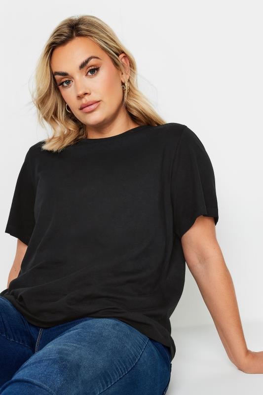 Plus Size  YOURS Curve Black Cotton T-Shirt