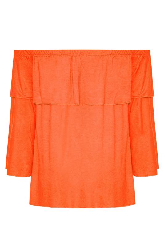 LIMITED COLLECTION Curve Orange Frill Bardot Top_Y.jpg