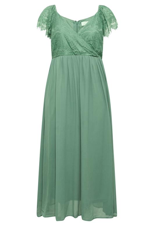 YOURS LONDON Plus Size Green Lace Detail Wrap Maxi Dress | Yours Clothing 6