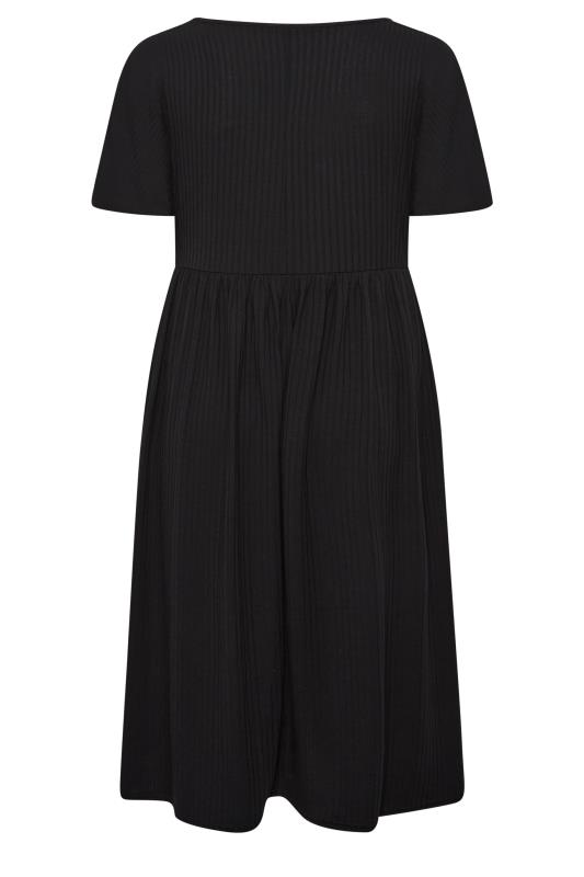 LIMITED COLLECTION Plus Size Black Ribbed Square Neck Midi Dress | Yours Clothing 7