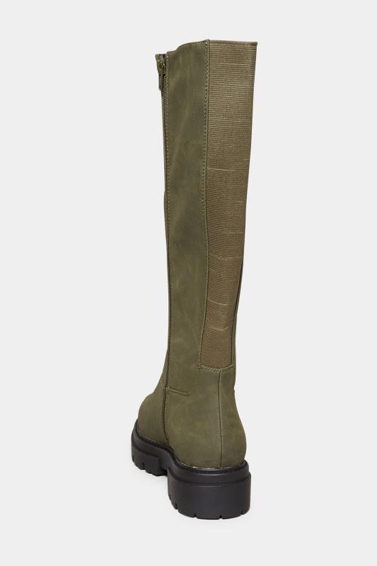 LIMITED COLLECTION Khaki Green Chunky Calf Boots In Extra Wide EEE Fit | Yours Clothing 4