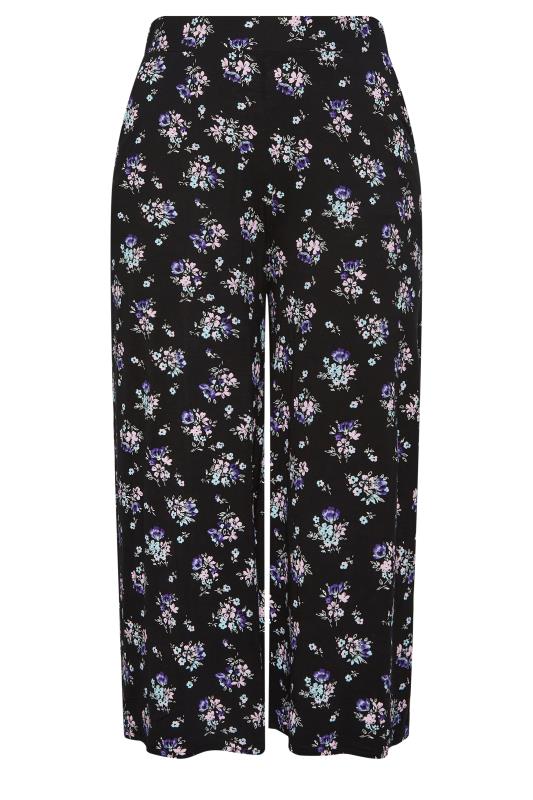 YOURS Plus Size Black Floral Midaxi Culottes | Yours Clothing  5